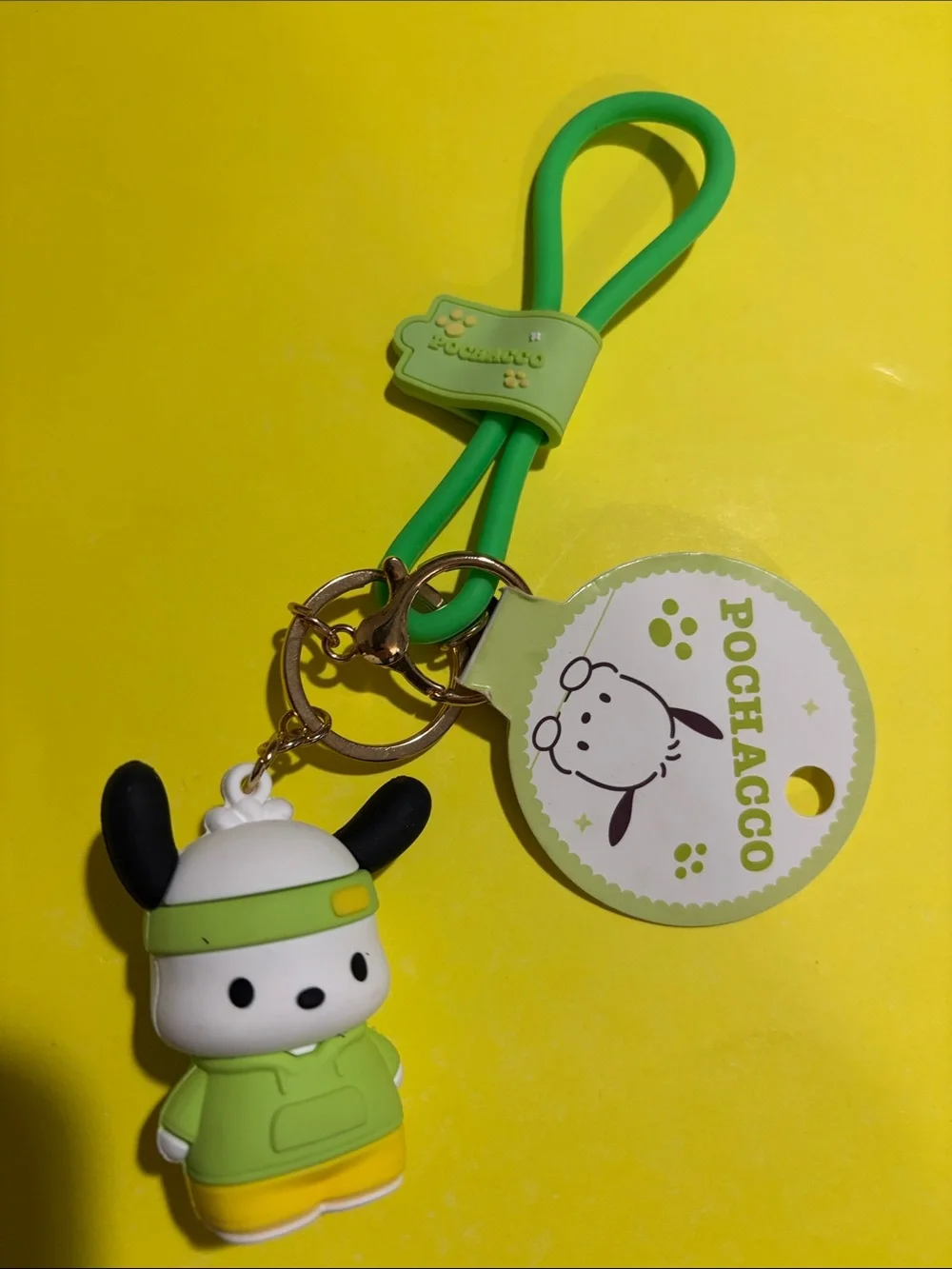 Sanrio Pochacco Green Silicone Keychain Charm